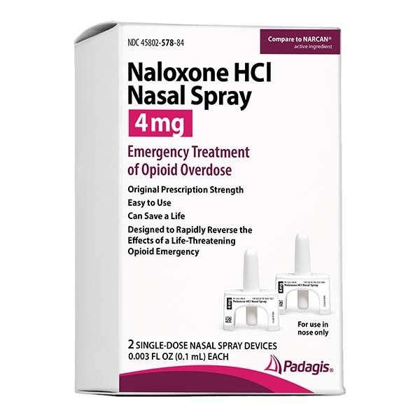 Naloxone HCl (Generic For Narcan®) Nasal Spray 4mg (OTC) - 2 Pack